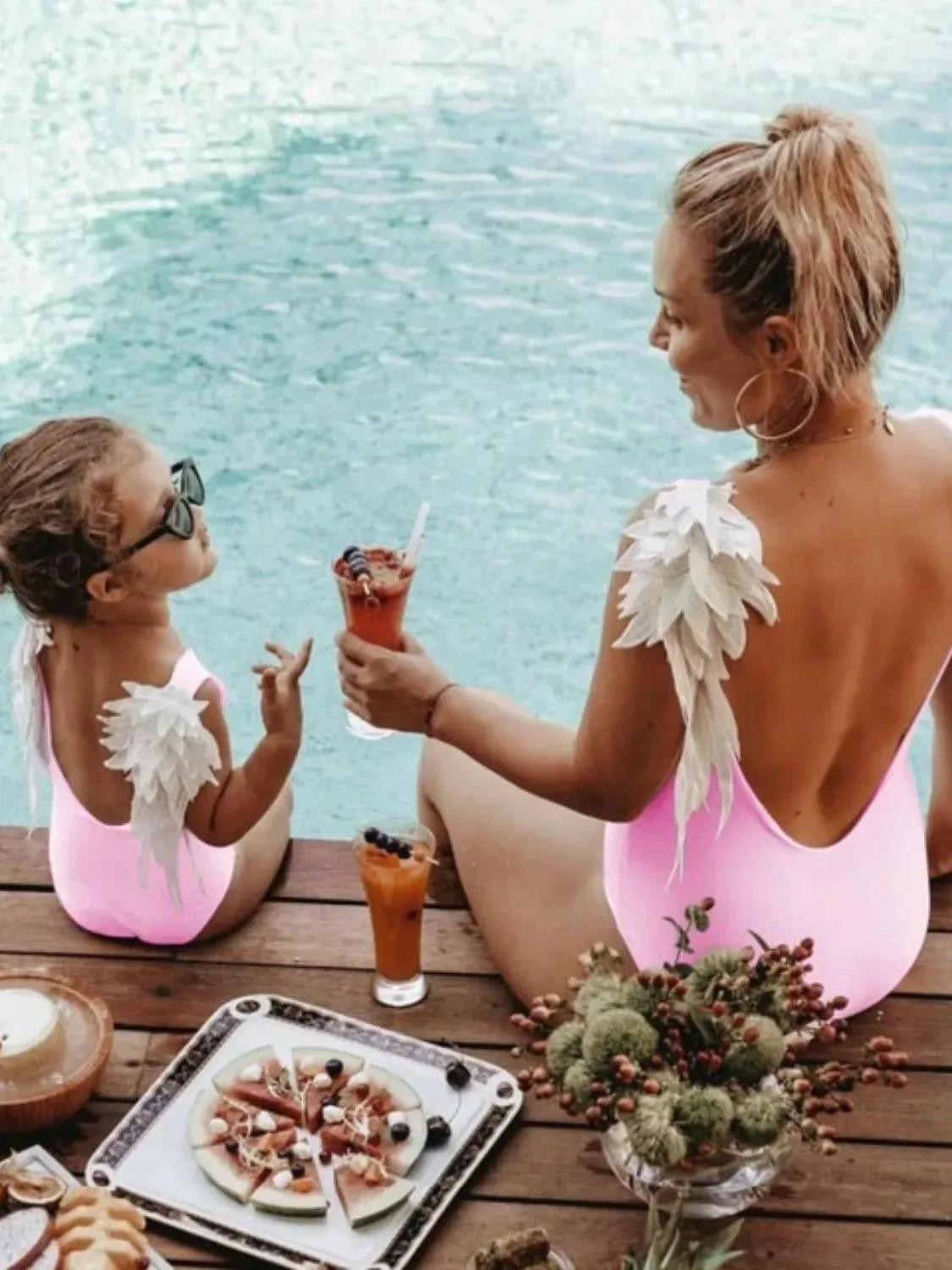 Backless Wide Strap Parent-Child Swimwear
