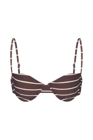 Balconette Underwire Bikini Top in Espresso Odd Stripes
