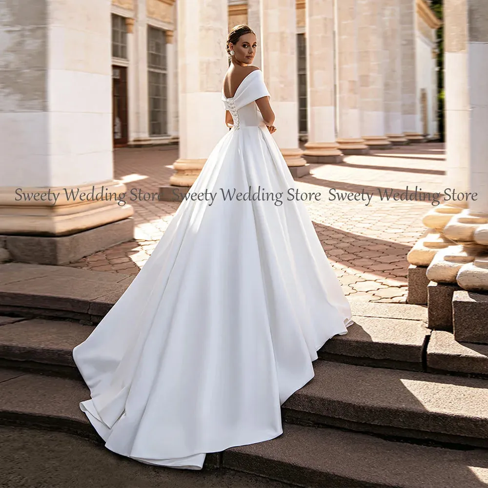 Ball Gown Wedding Dresses Off The Shoulder V Neck