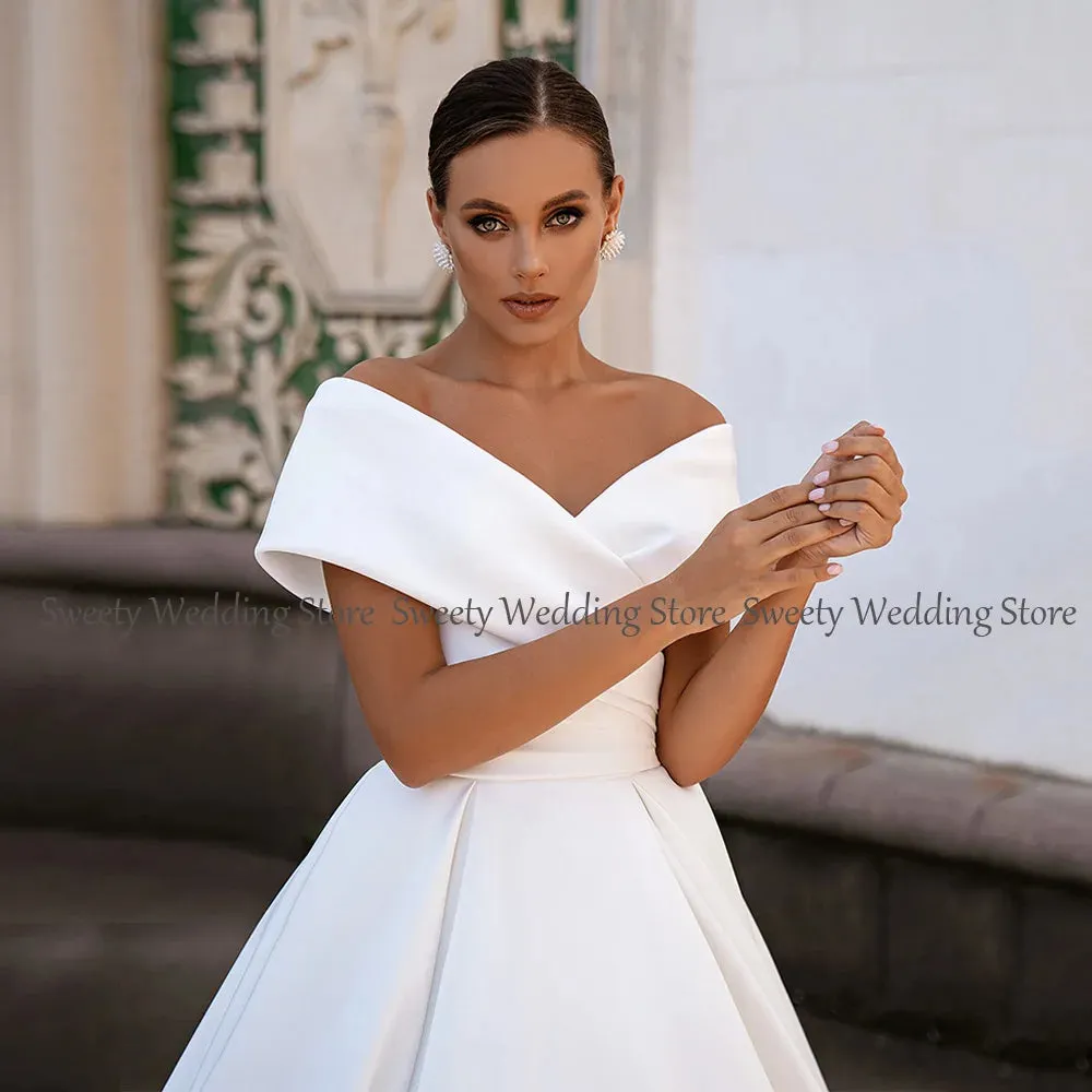 Ball Gown Wedding Dresses Off The Shoulder V Neck
