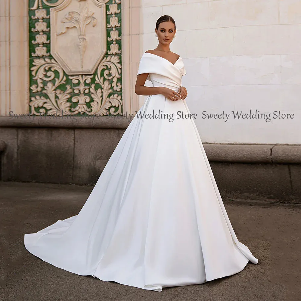 Ball Gown Wedding Dresses Off The Shoulder V Neck