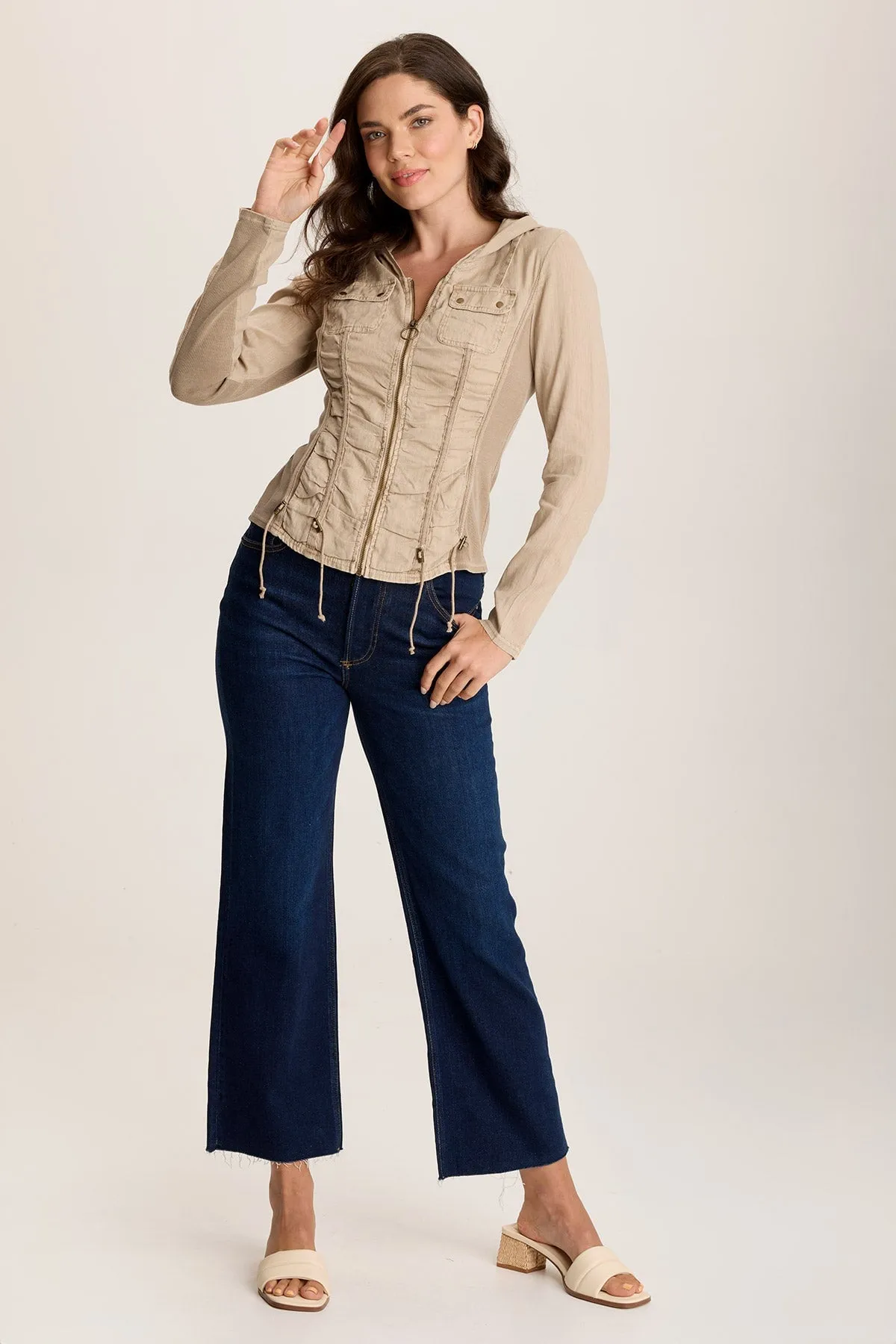 Balvino Linen Ruched Cord Jacket