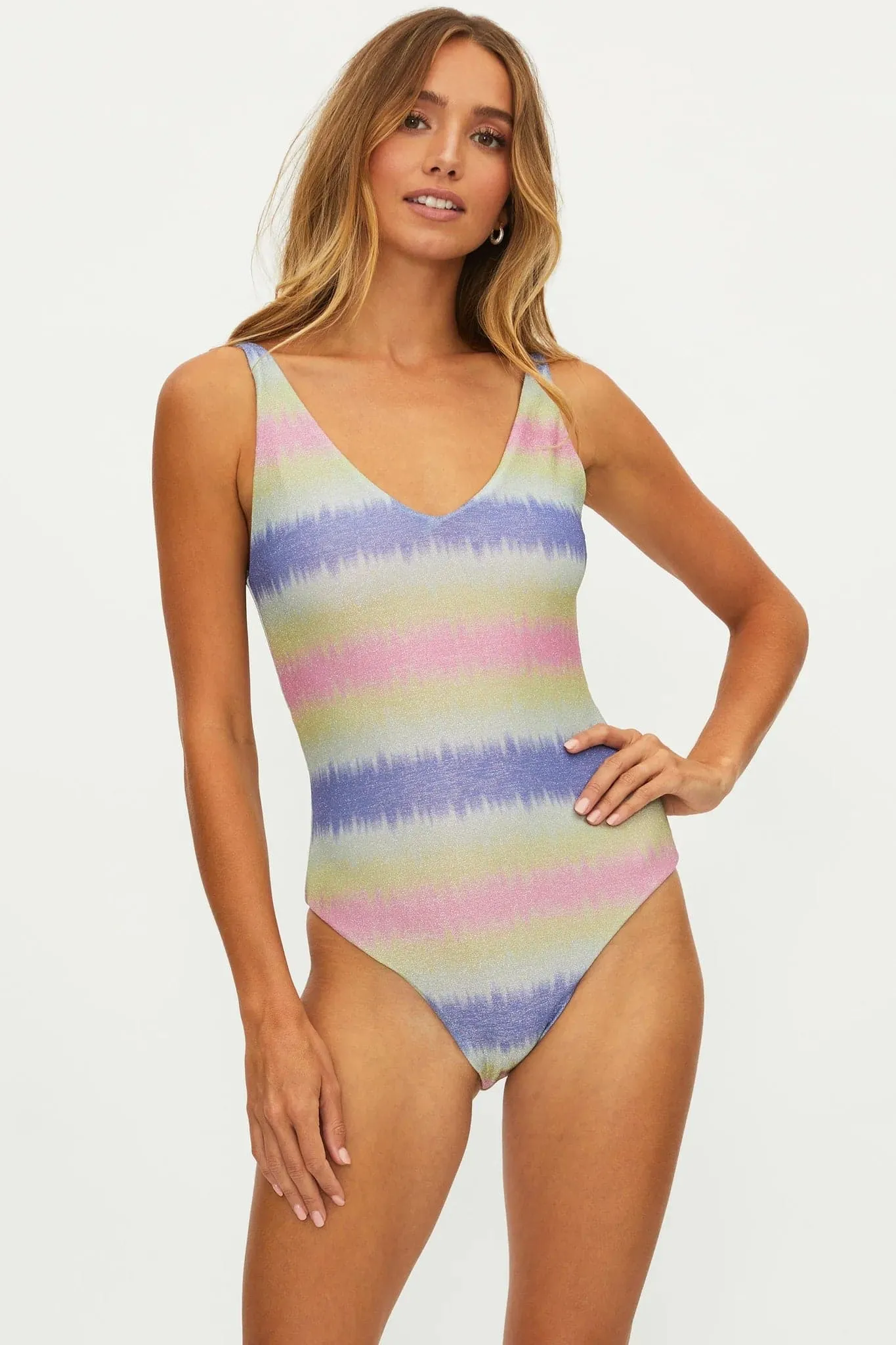 Beach Riot Reese One Piece Cotton Candy Ombre Shine Swimsuit