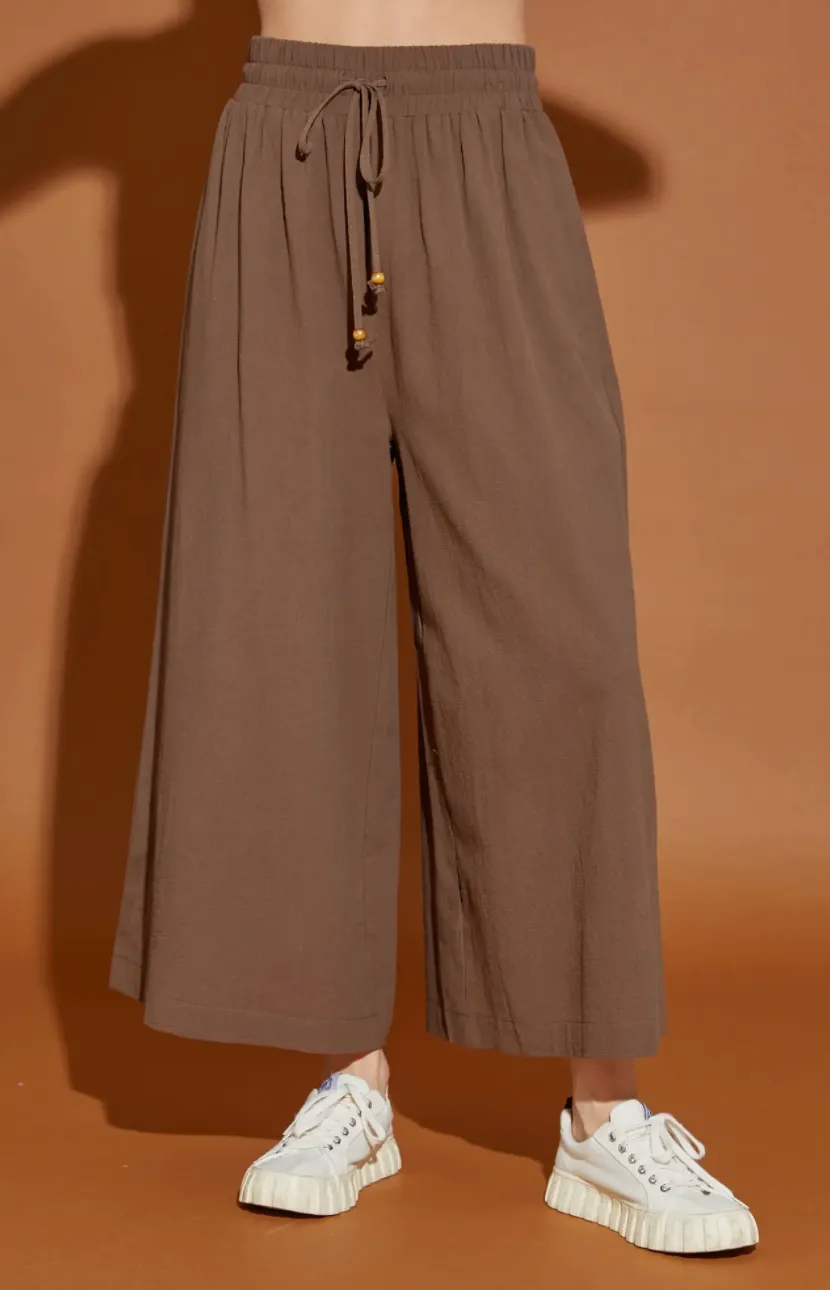 Bead Drawstring Wide Leg Pants