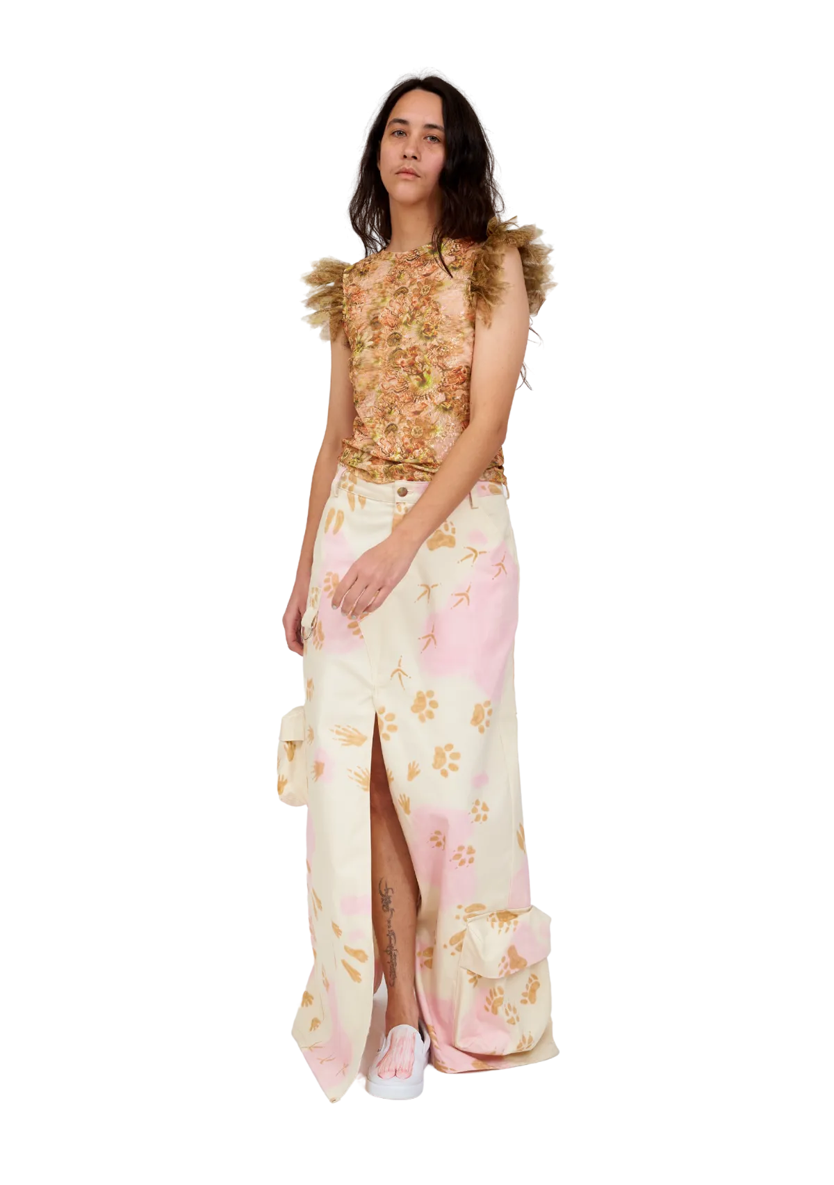 BEIGE PAWS STOMP SKIRT