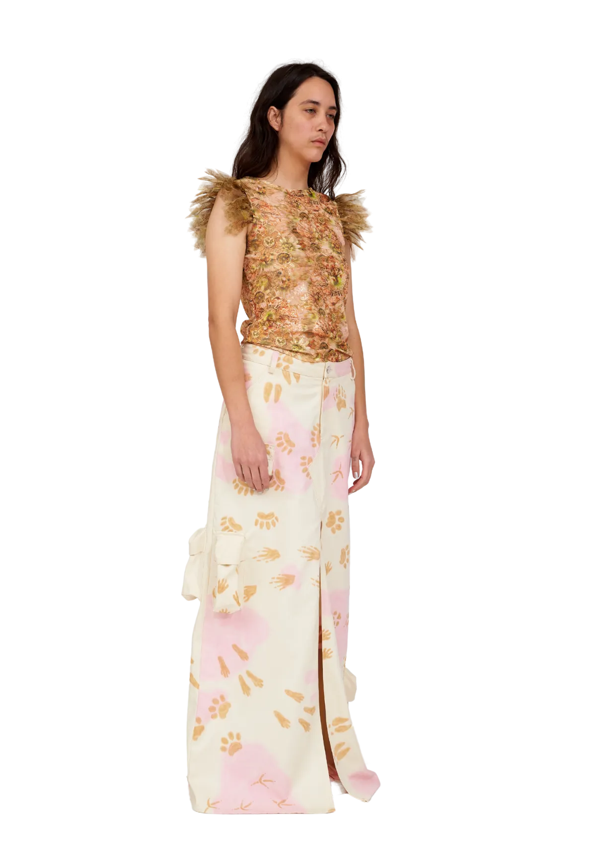 BEIGE PAWS STOMP SKIRT