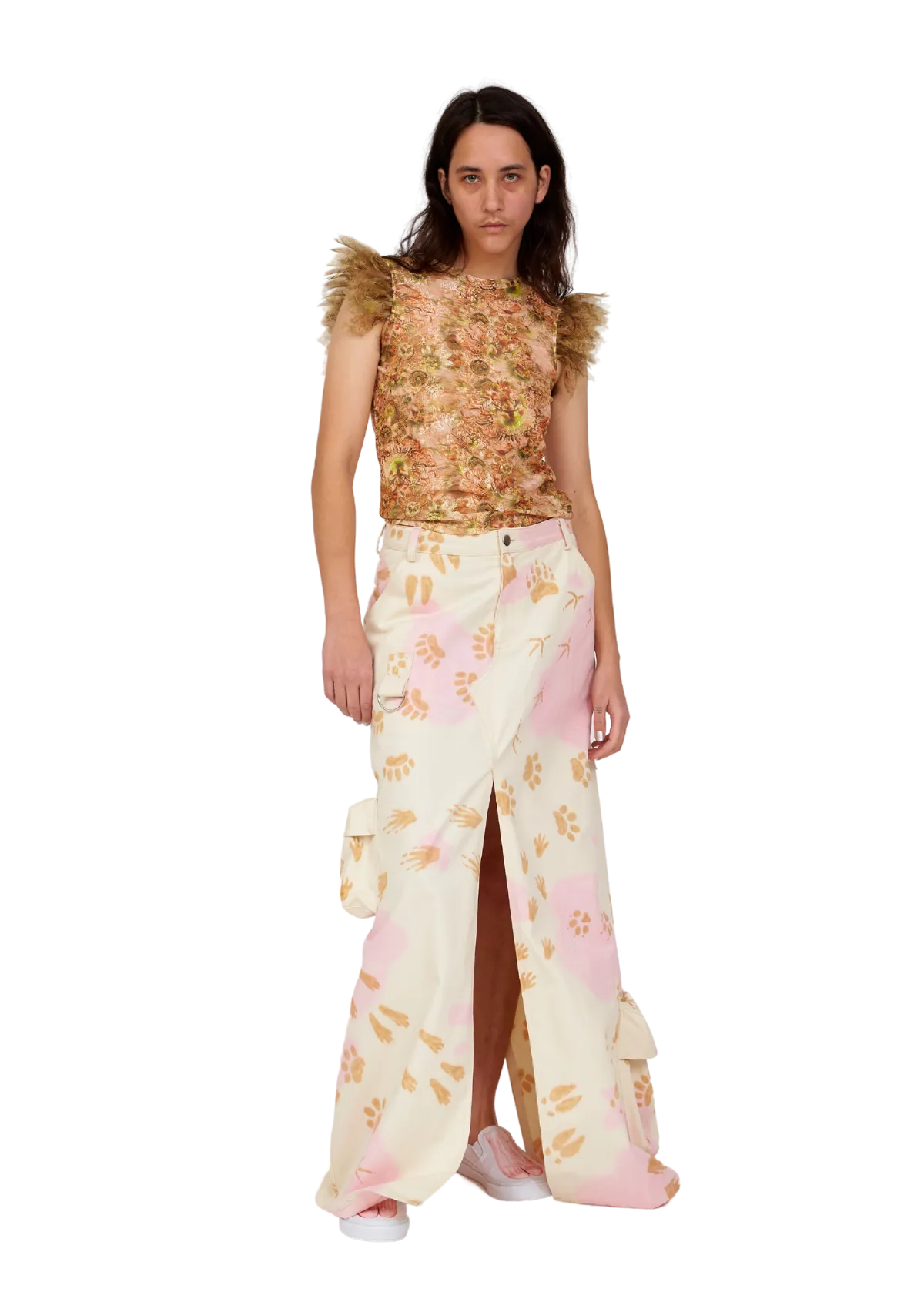 BEIGE PAWS STOMP SKIRT