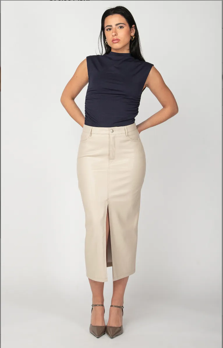 Bernie Faux Leather Midi Skirt