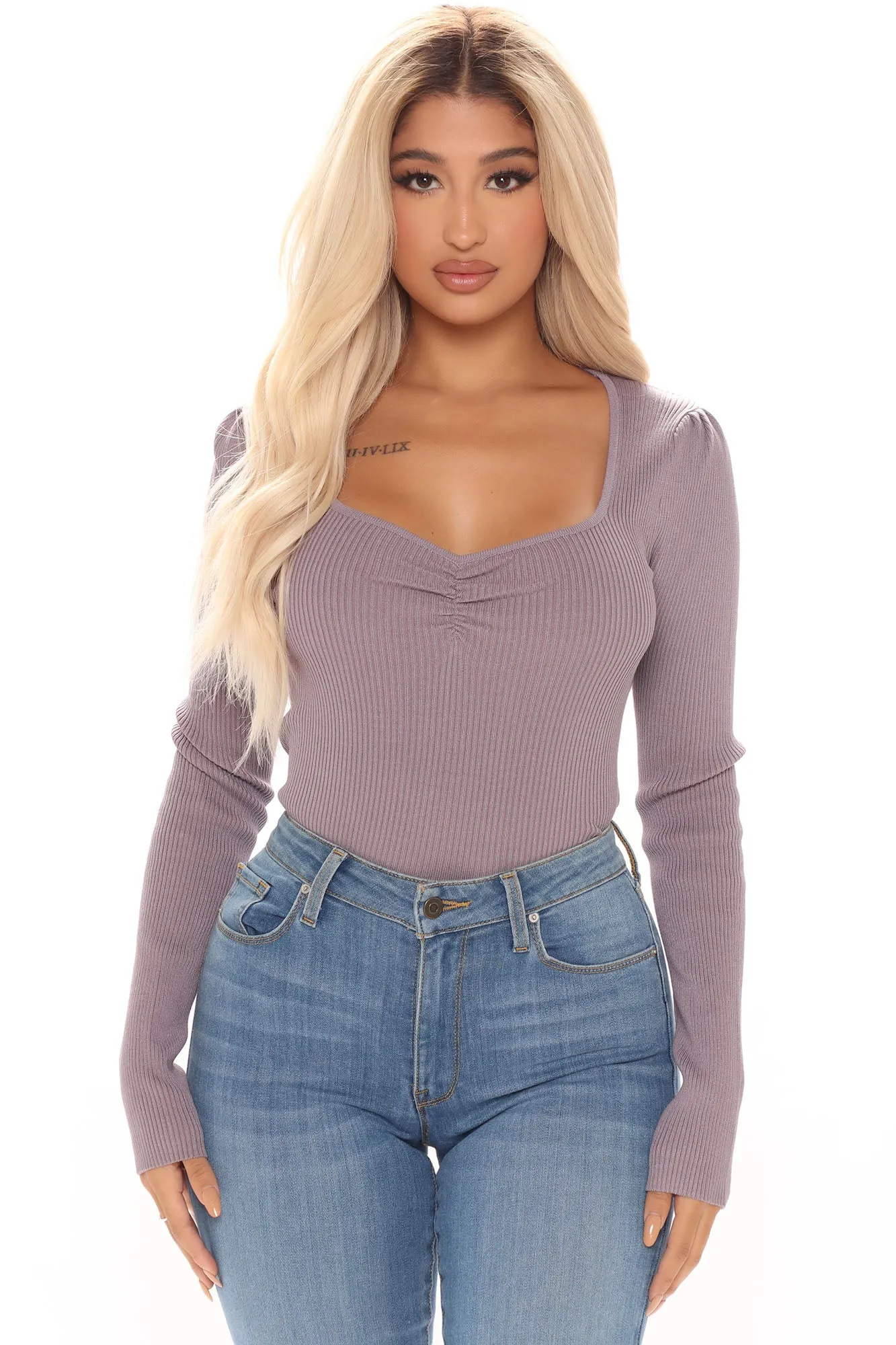Best Of The Bunch Ribbed Sweater - Purple