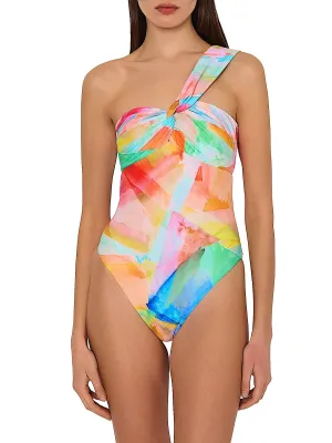 Betsy Watercolor Paint Stroke Bandeau One-Piece