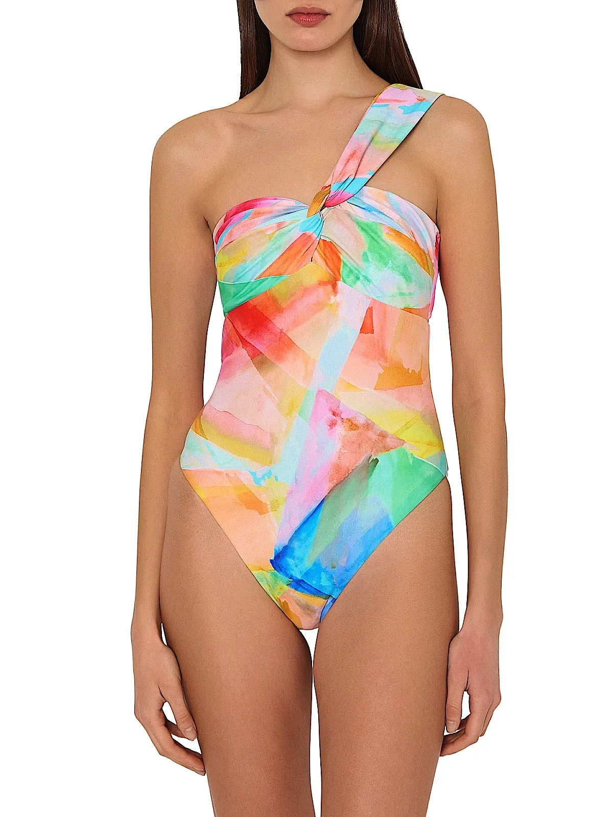 Betsy Watercolor Paint Stroke Bandeau One-Piece