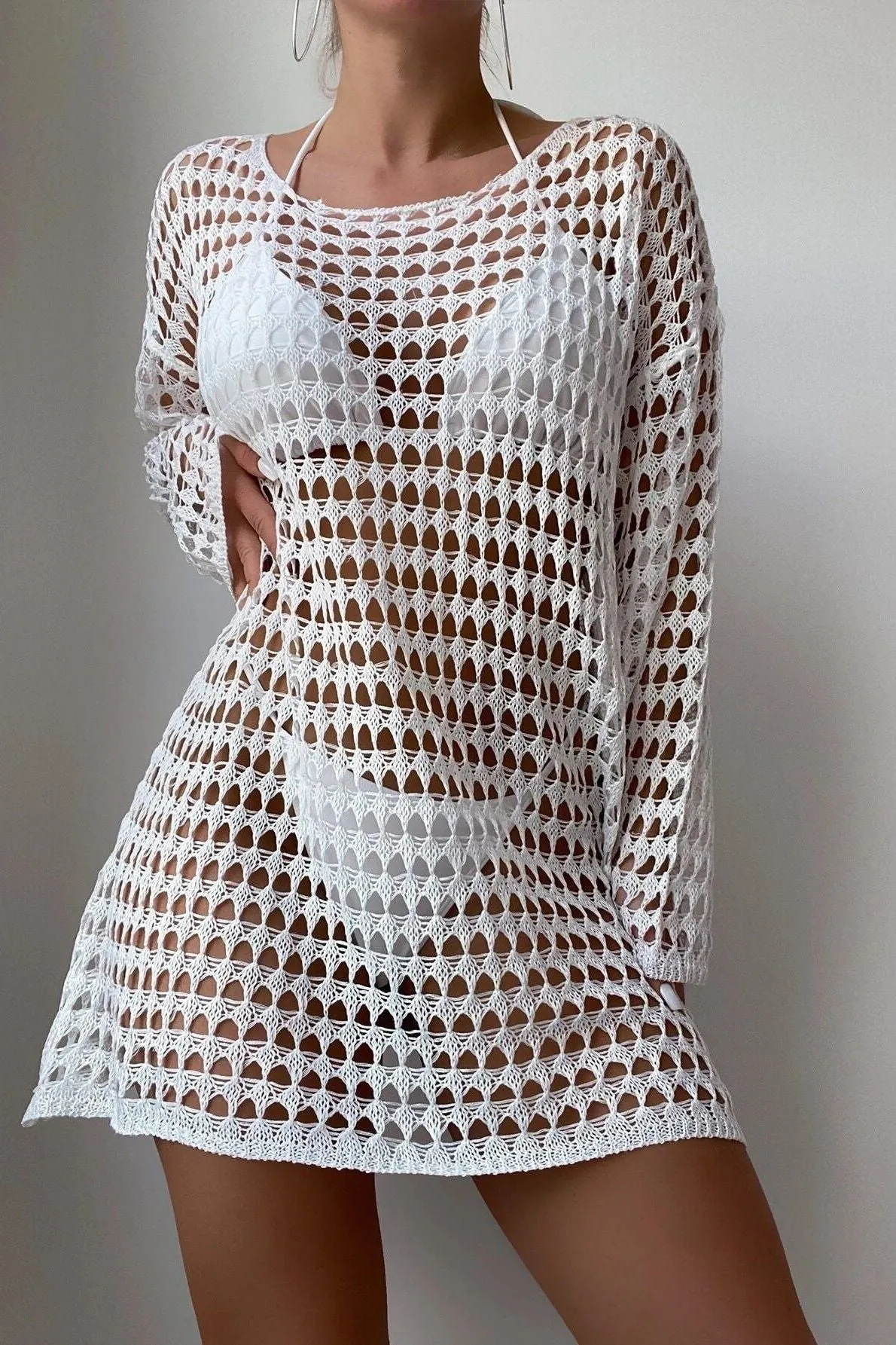 Bikini Cover-up Mesh Hollow Knitted dress