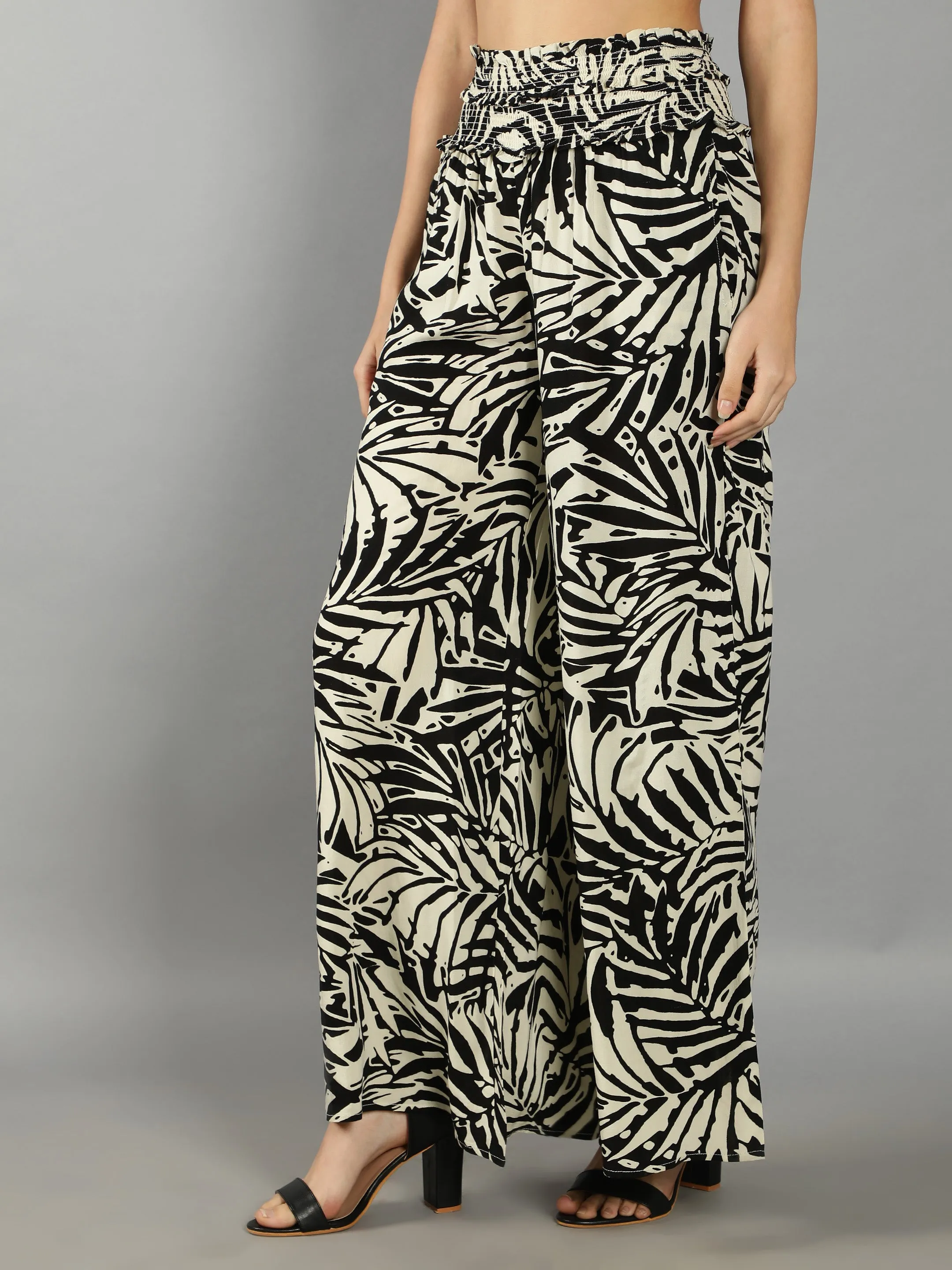 Black Abstract Print Pants
