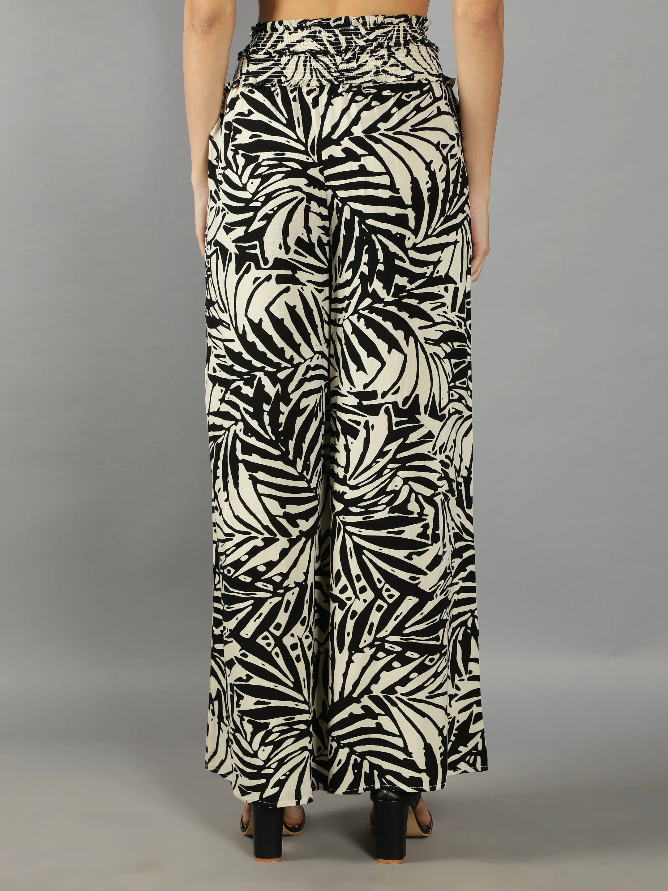 Black Abstract Print Pants