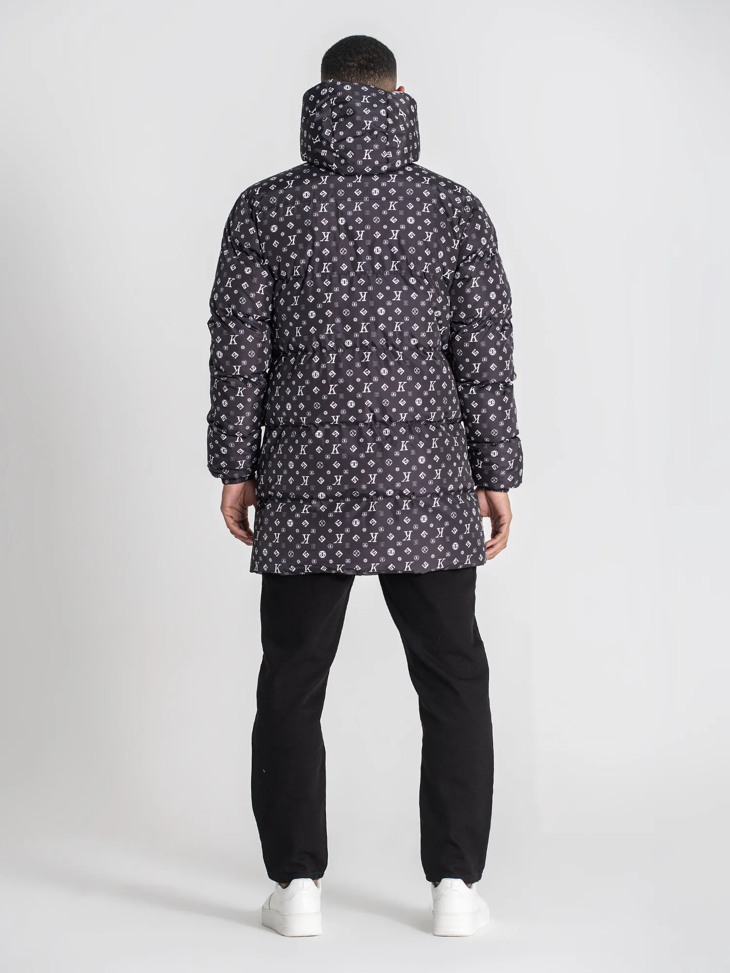 Black Logomania Puffer Coat