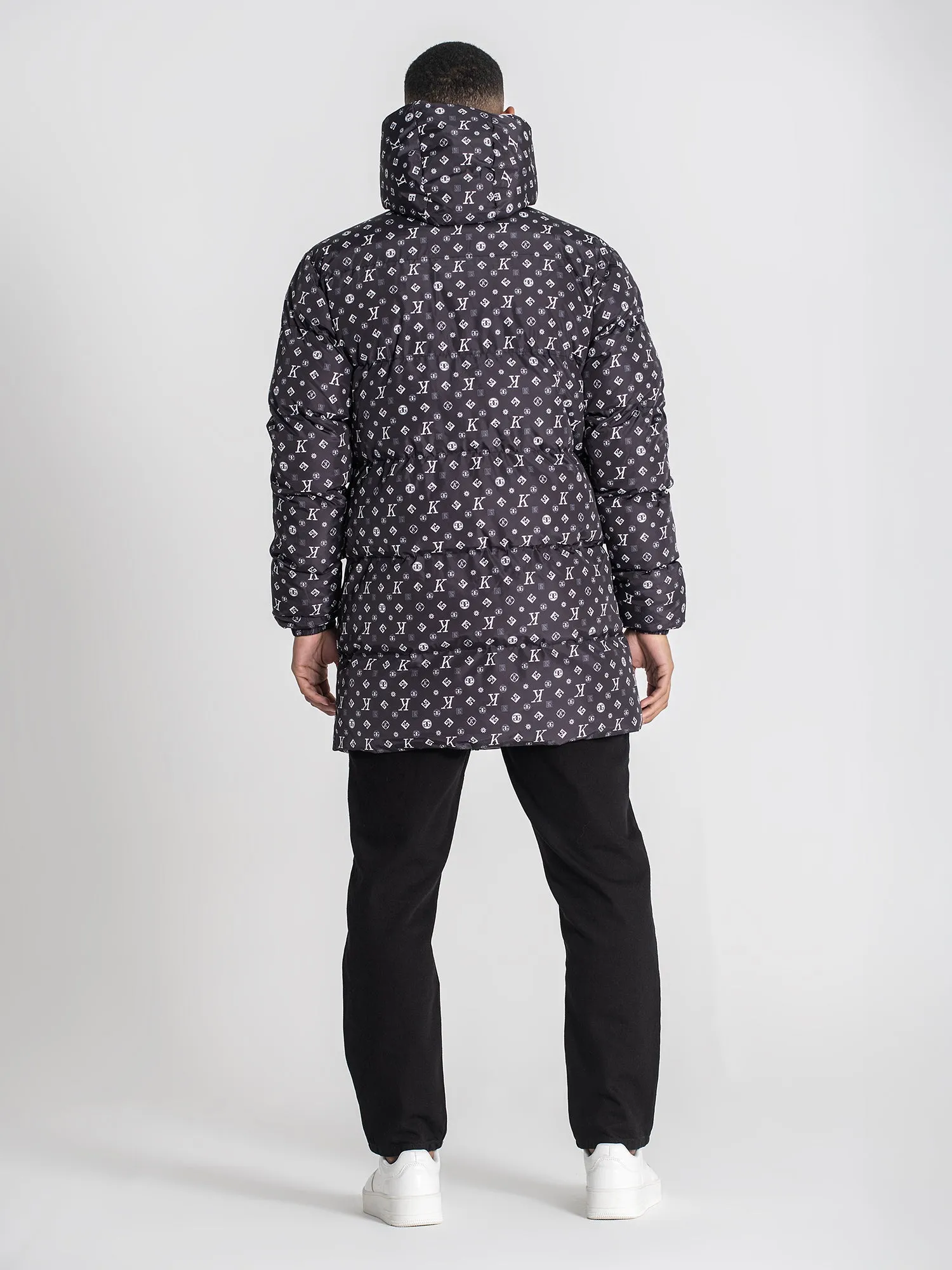 Black Logomania Puffer Coat