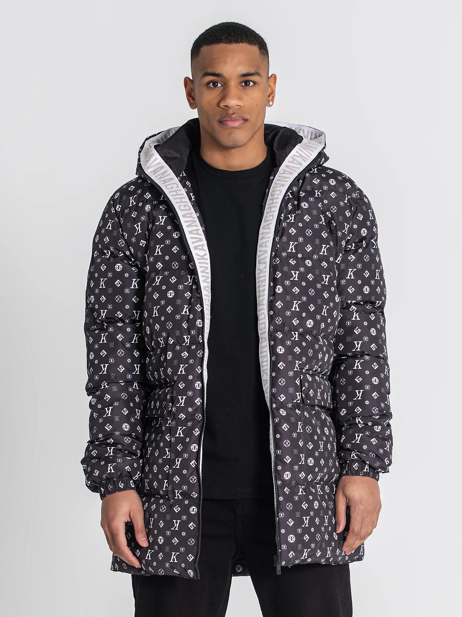 Black Logomania Puffer Coat