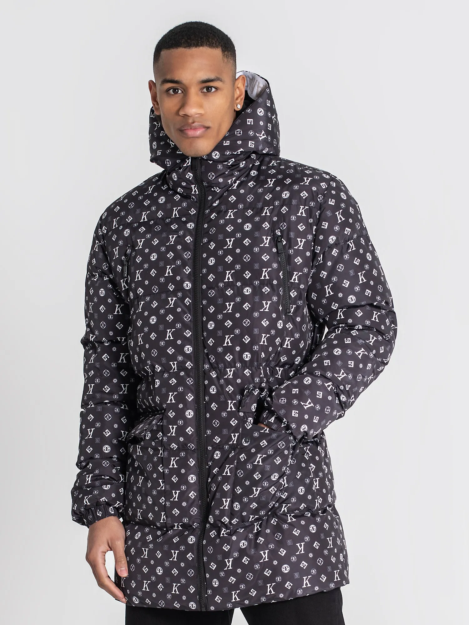 Black Logomania Puffer Coat