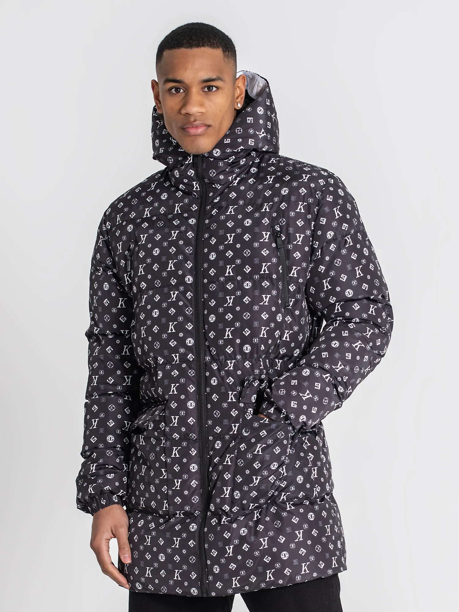 Black Logomania Puffer Coat