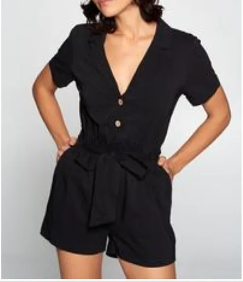 Black romper with belt
