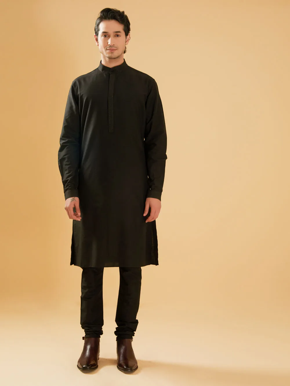 Black Silk Kurta