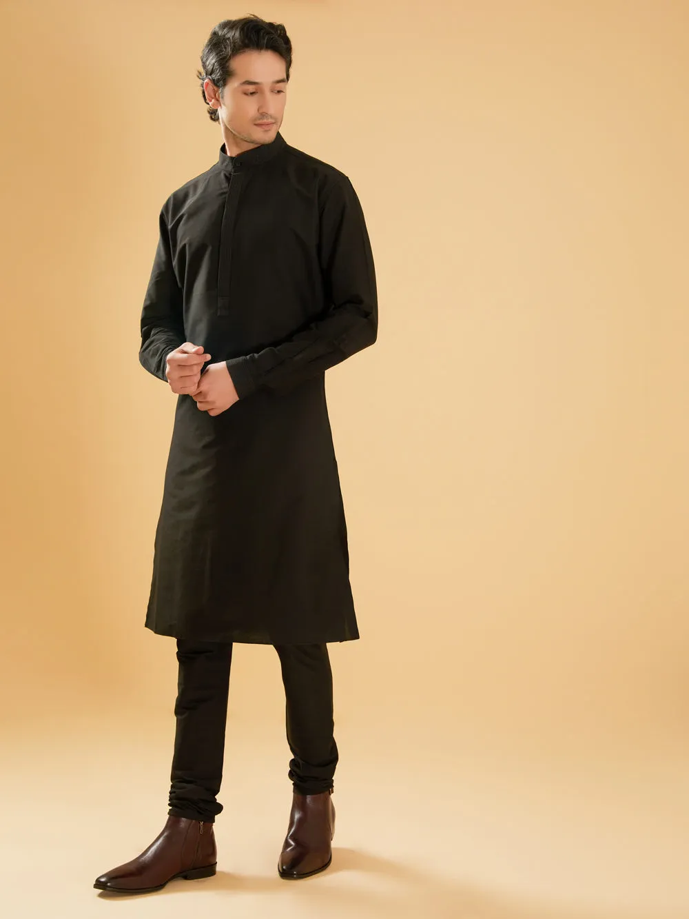 Black Silk Kurta