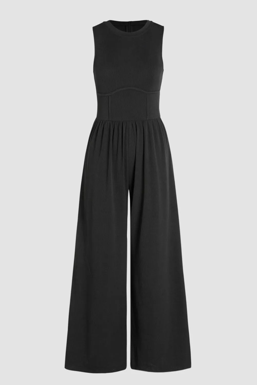Black Sleeveless High Wasit Wide Leg Jumpsuit
