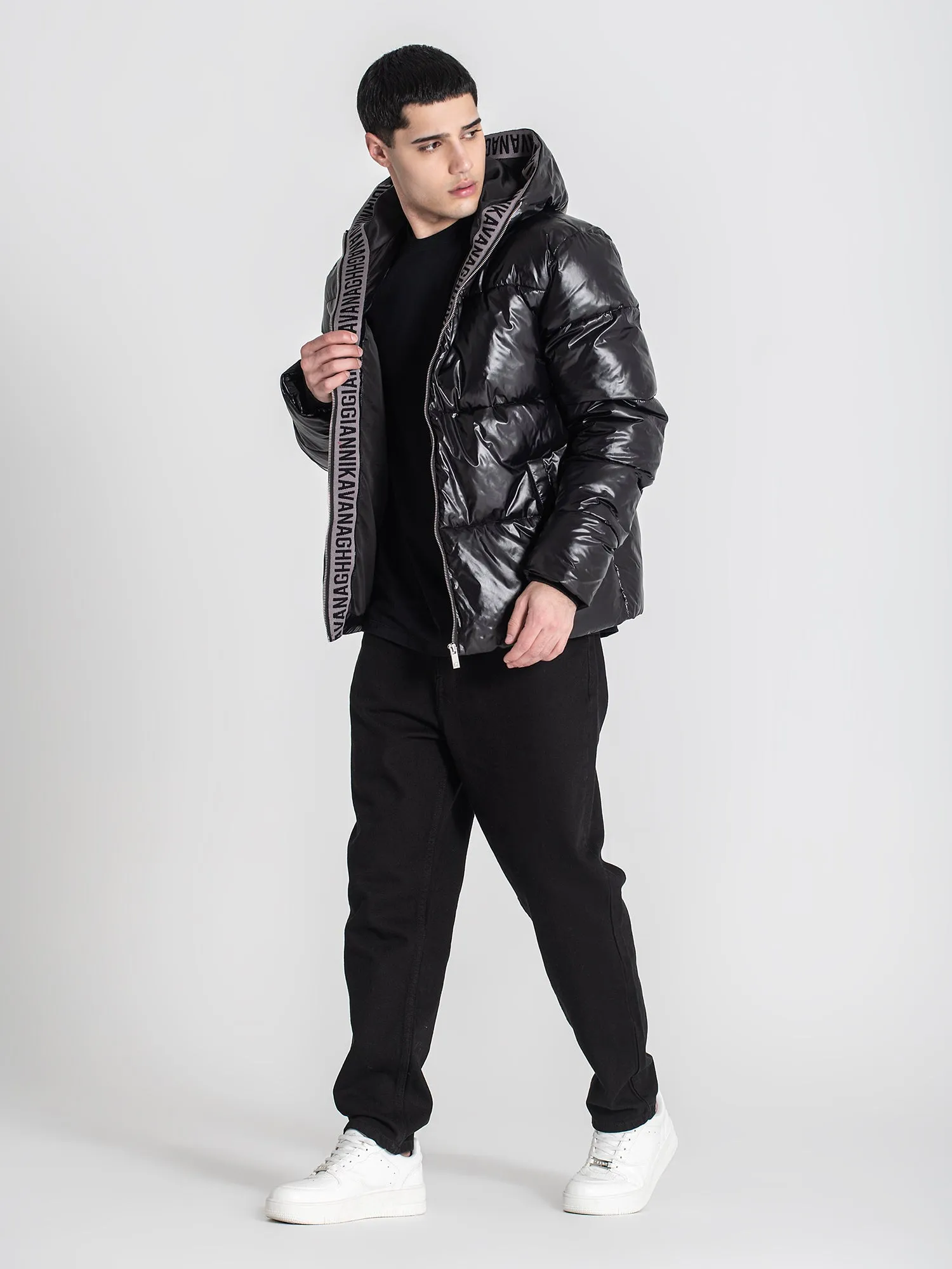 Black Tape Puffer Jacket