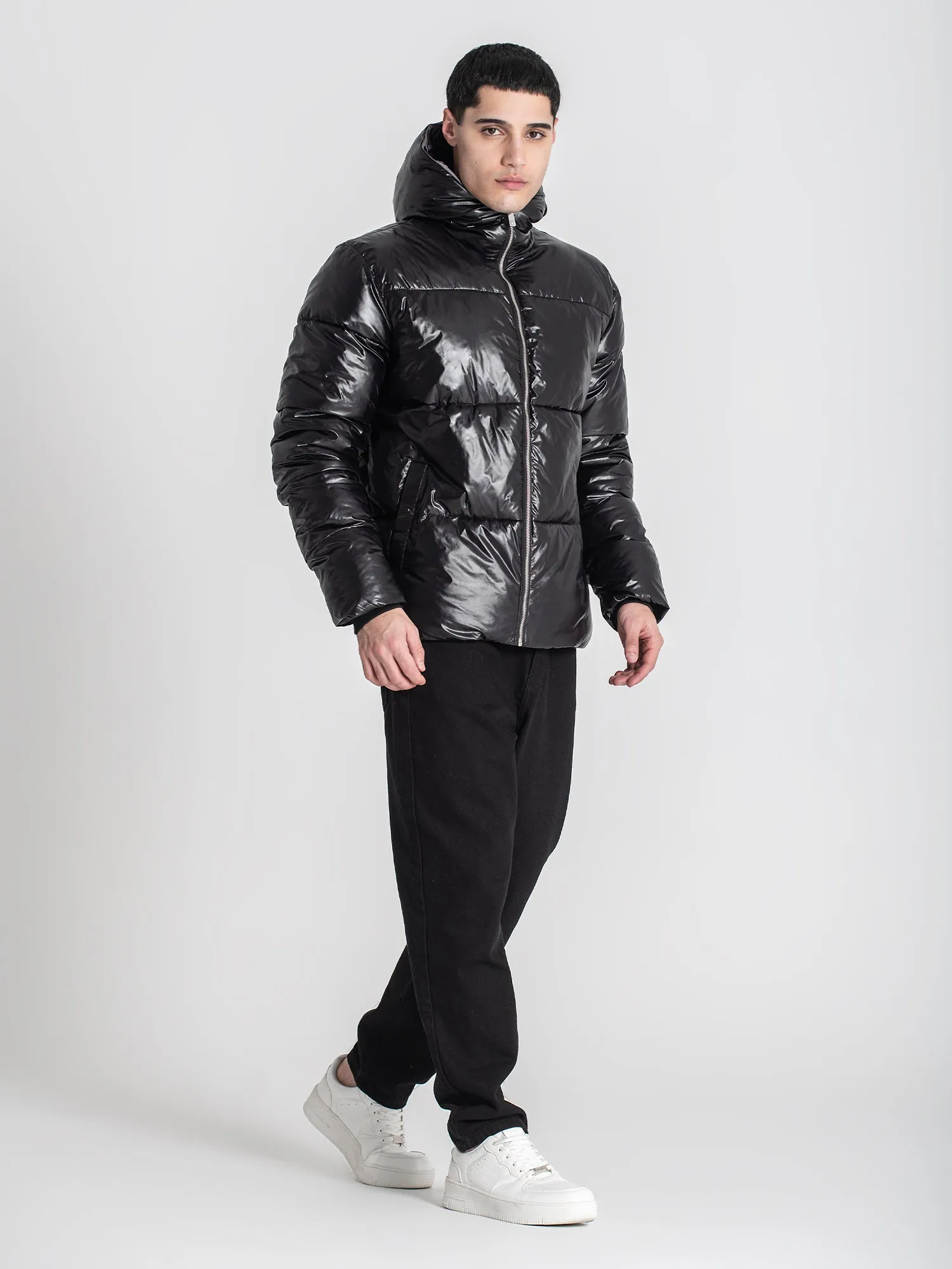 Black Tape Puffer Jacket