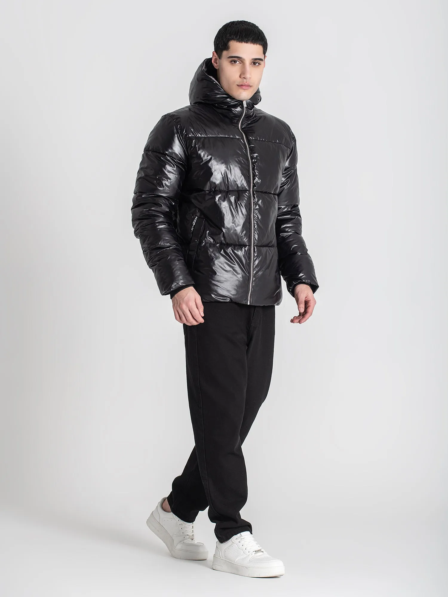 Black Tape Puffer Jacket