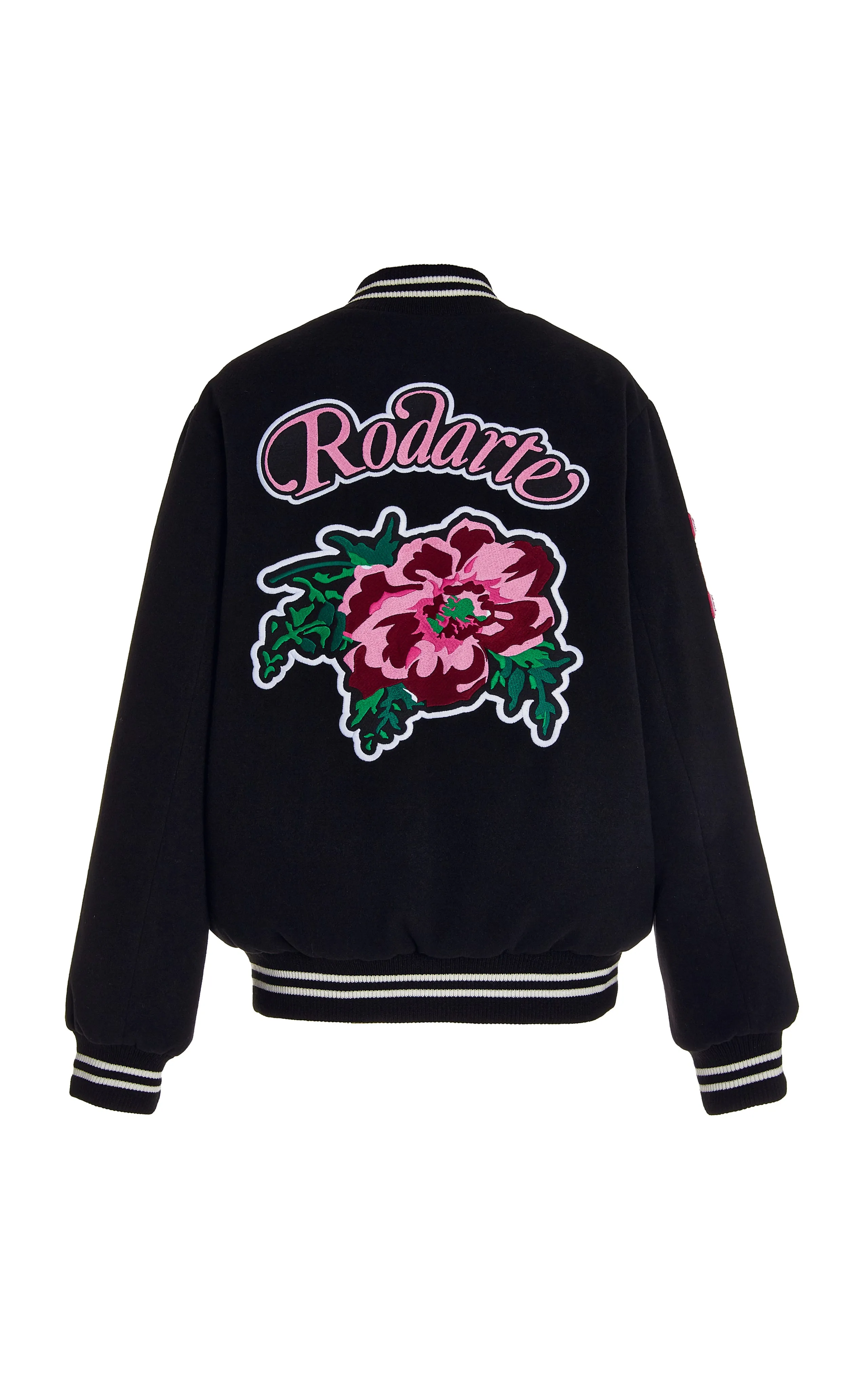 Black Wool Letterman's Jacket With Artisinal Patches