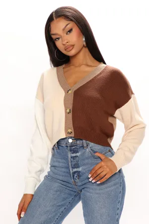 Block Him Colorblock Cardigan - Brown/combo