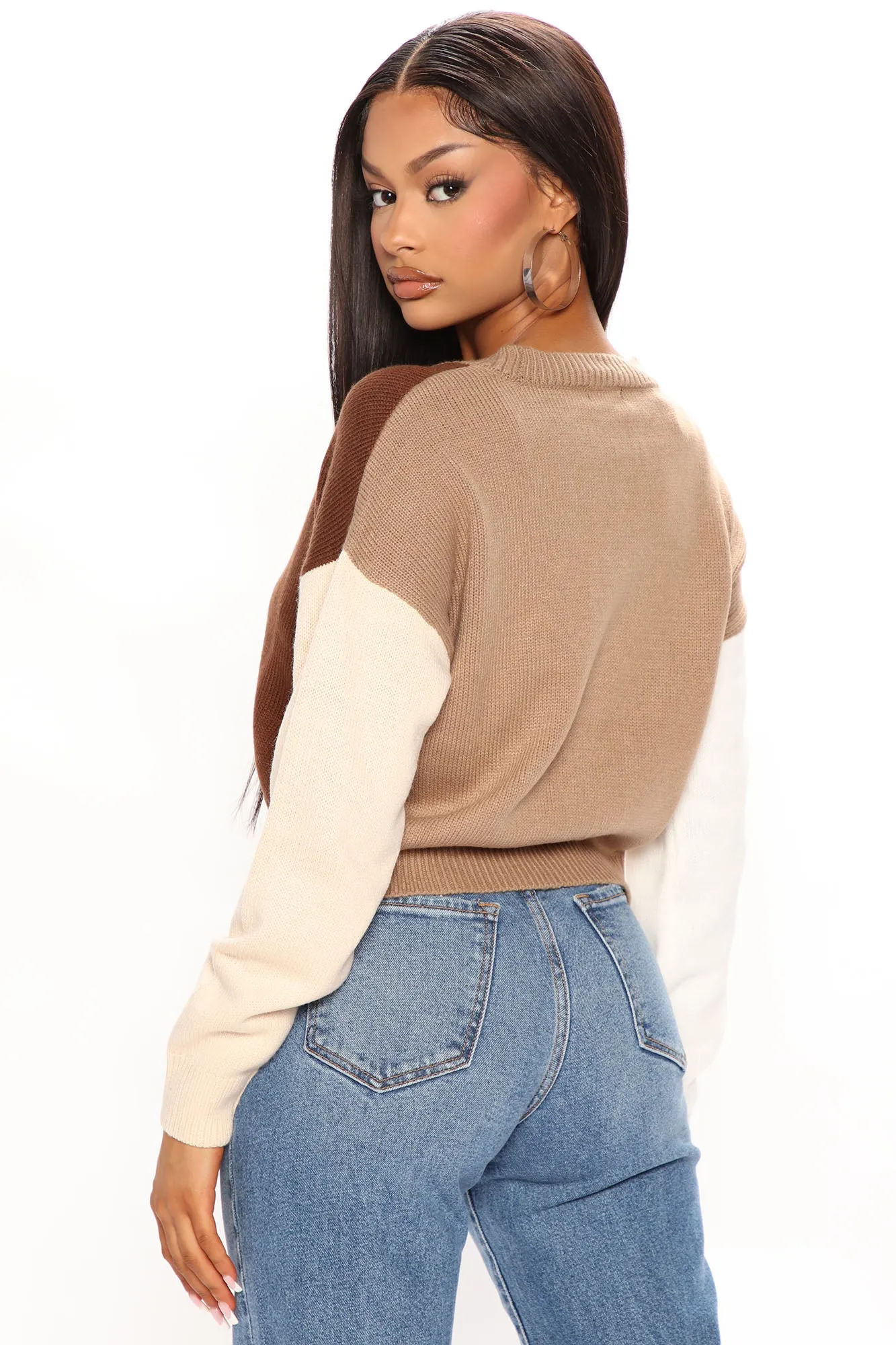 Block Him Colorblock Cardigan - Brown/combo
