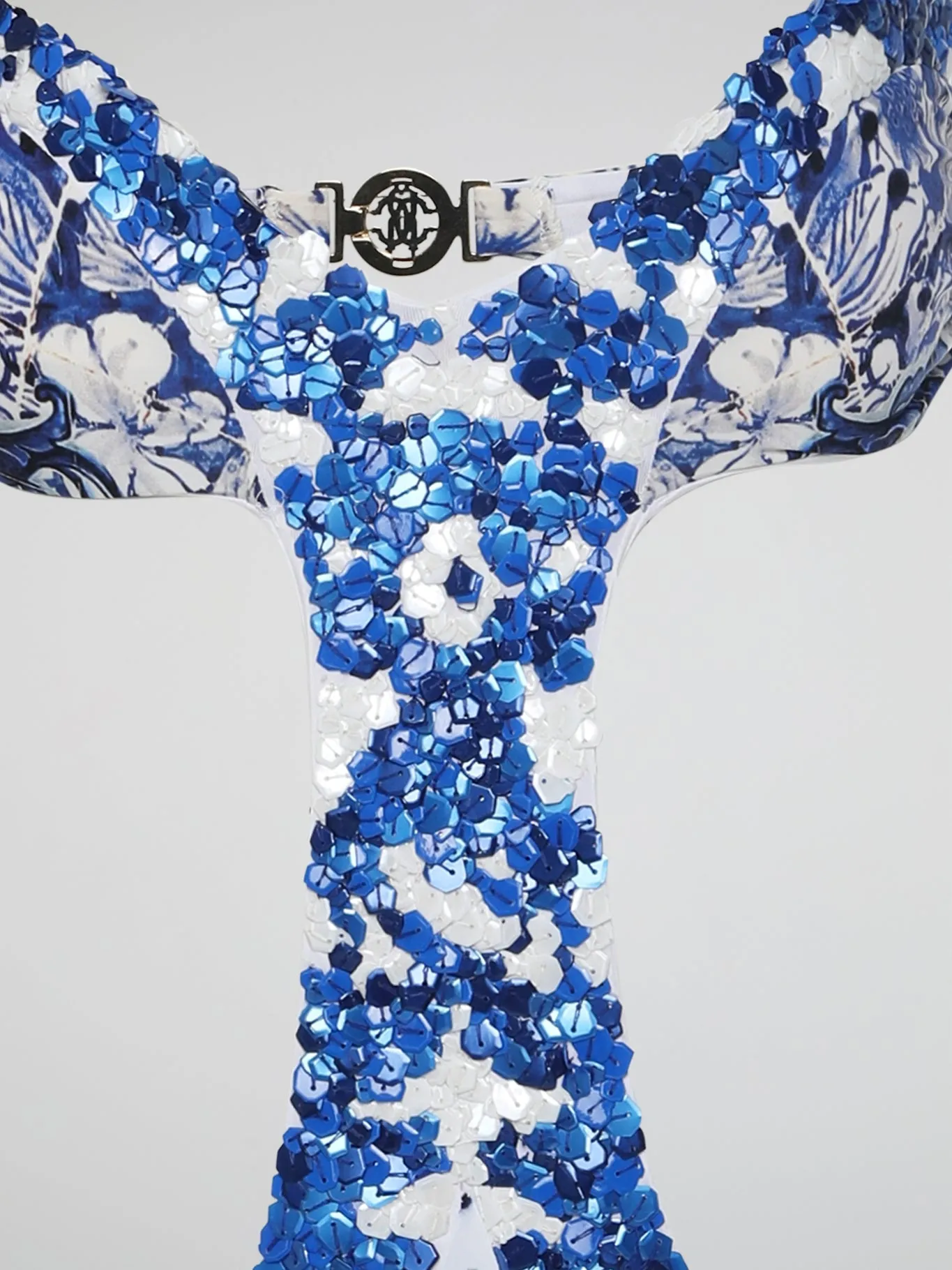 Blue Embellished Swimwear