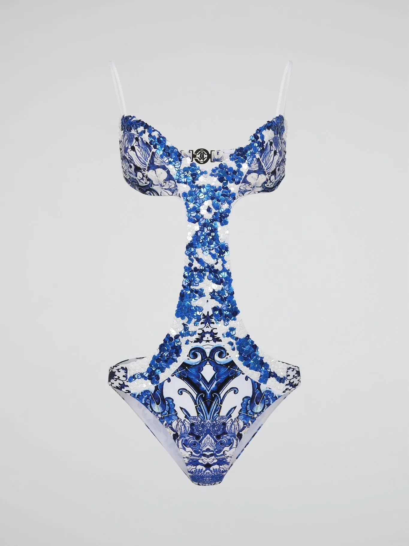 Blue Embellished Swimwear