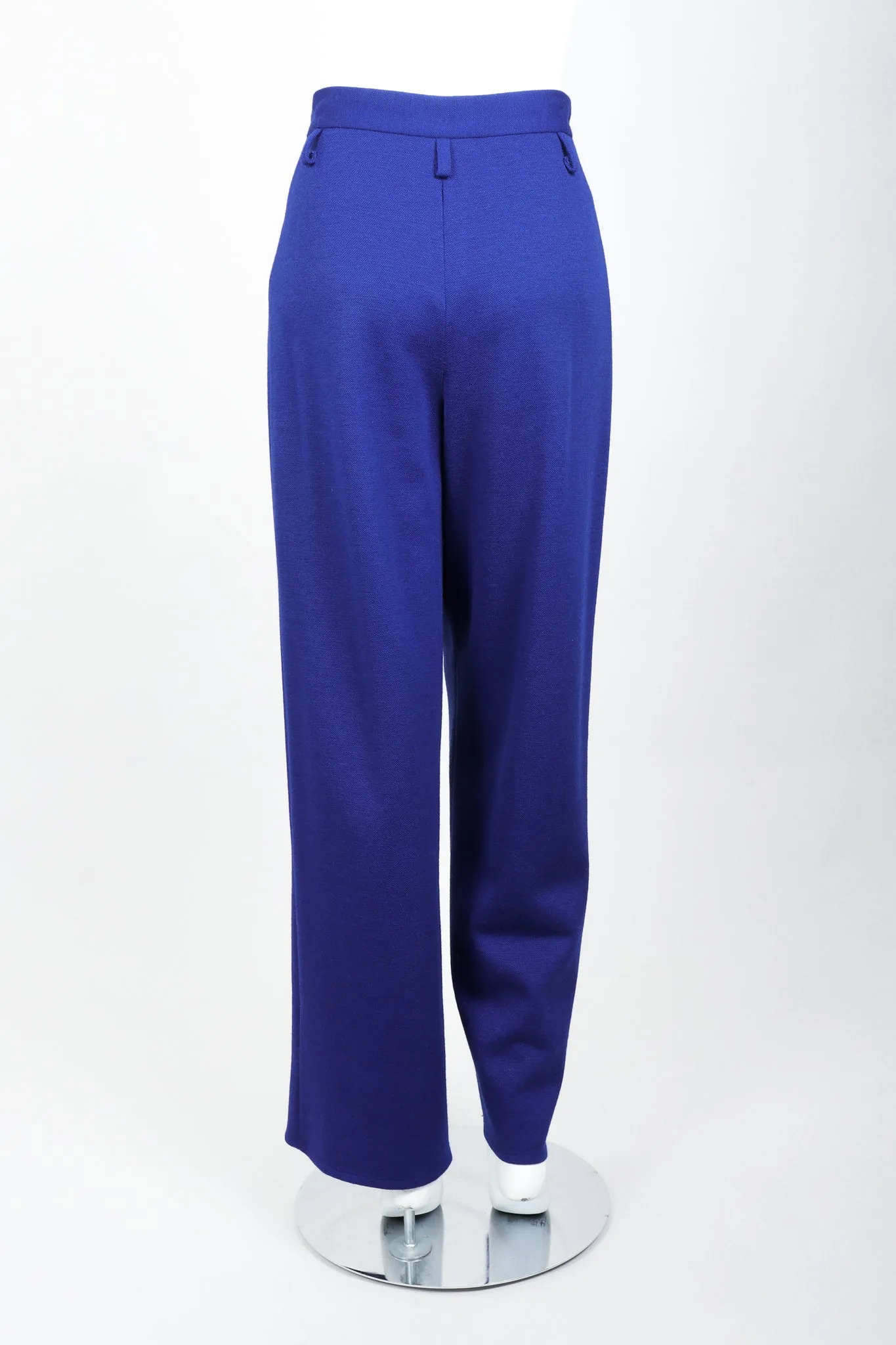 Blue Knit Pleated Pant