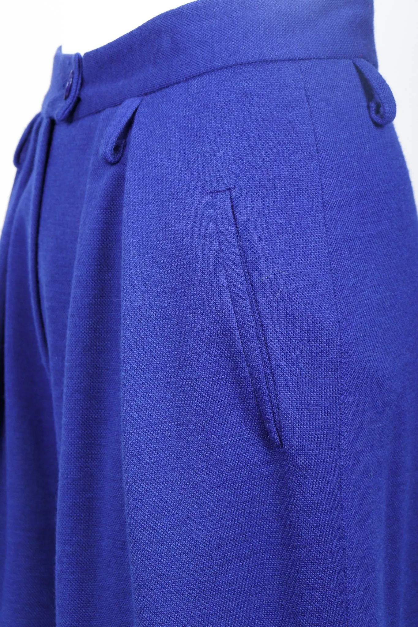 Blue Knit Pleated Pant