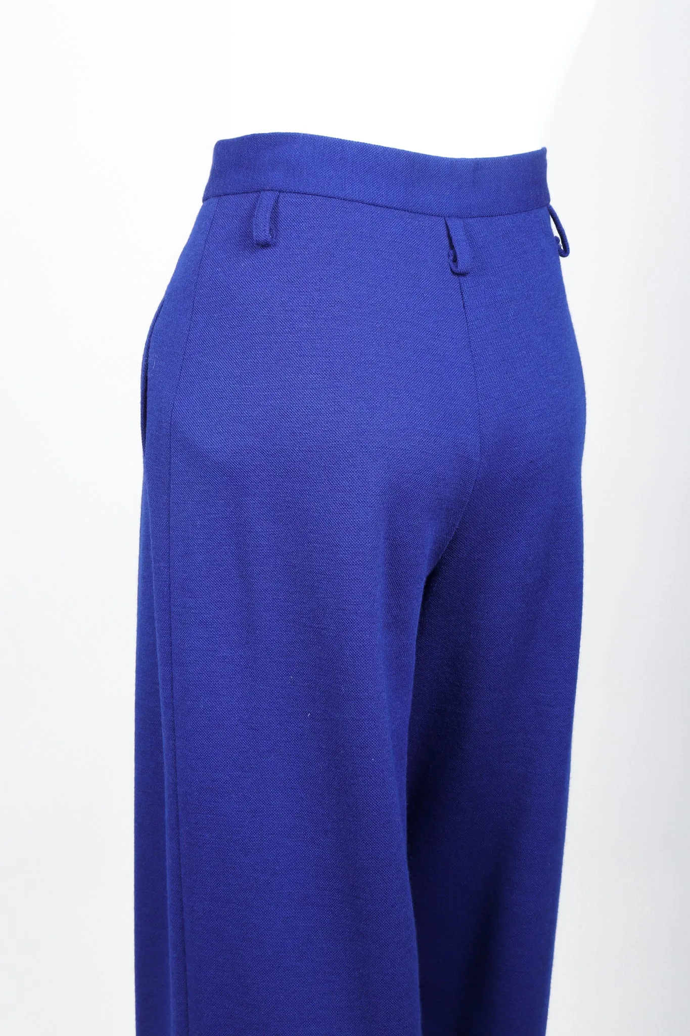 Blue Knit Pleated Pant