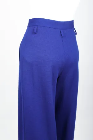 Blue Knit Pleated Pant