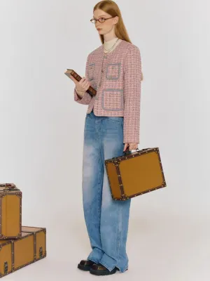 Blue Straight Casual Pants