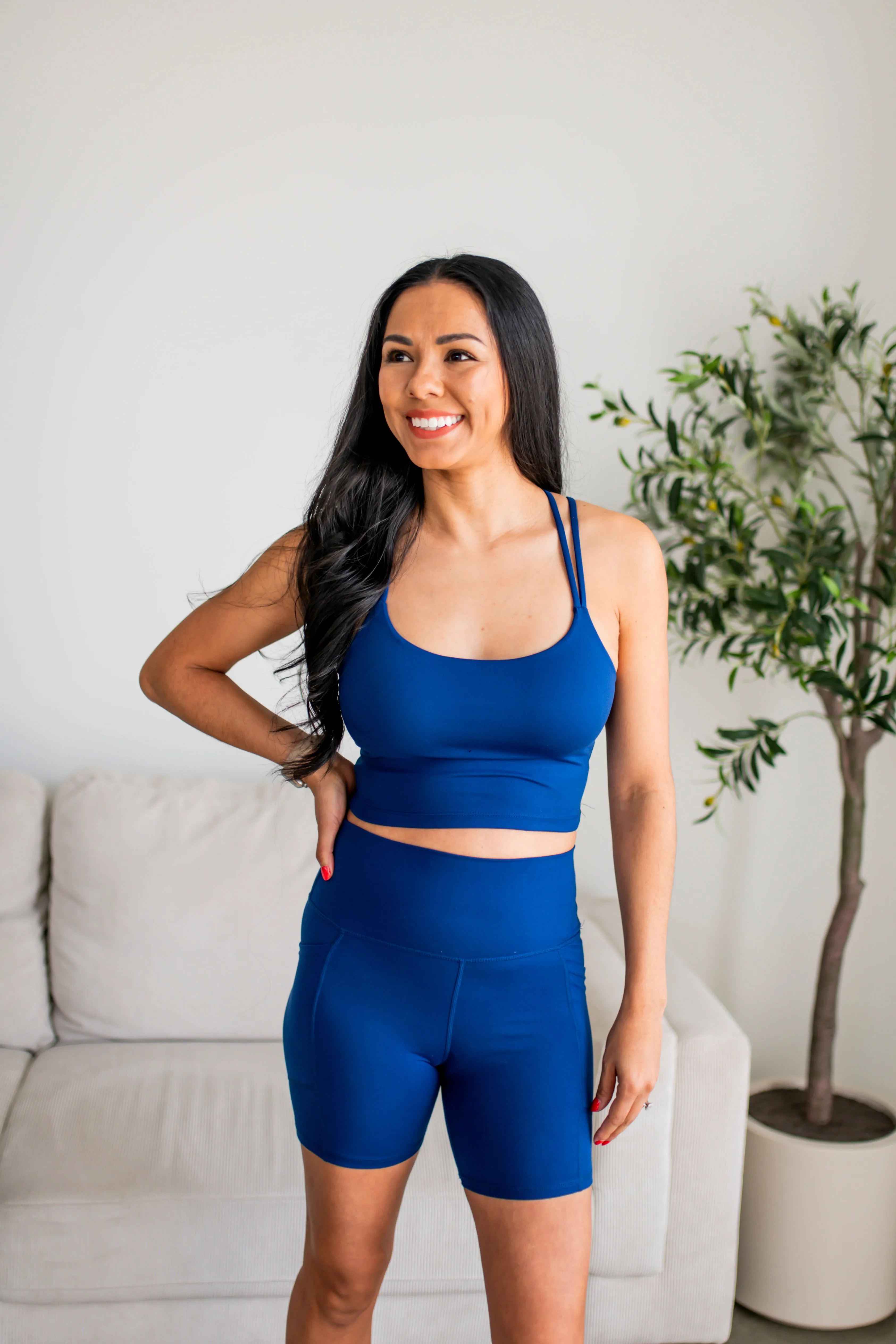 Blue Venice Cloud Criss-Cross Sports Bra