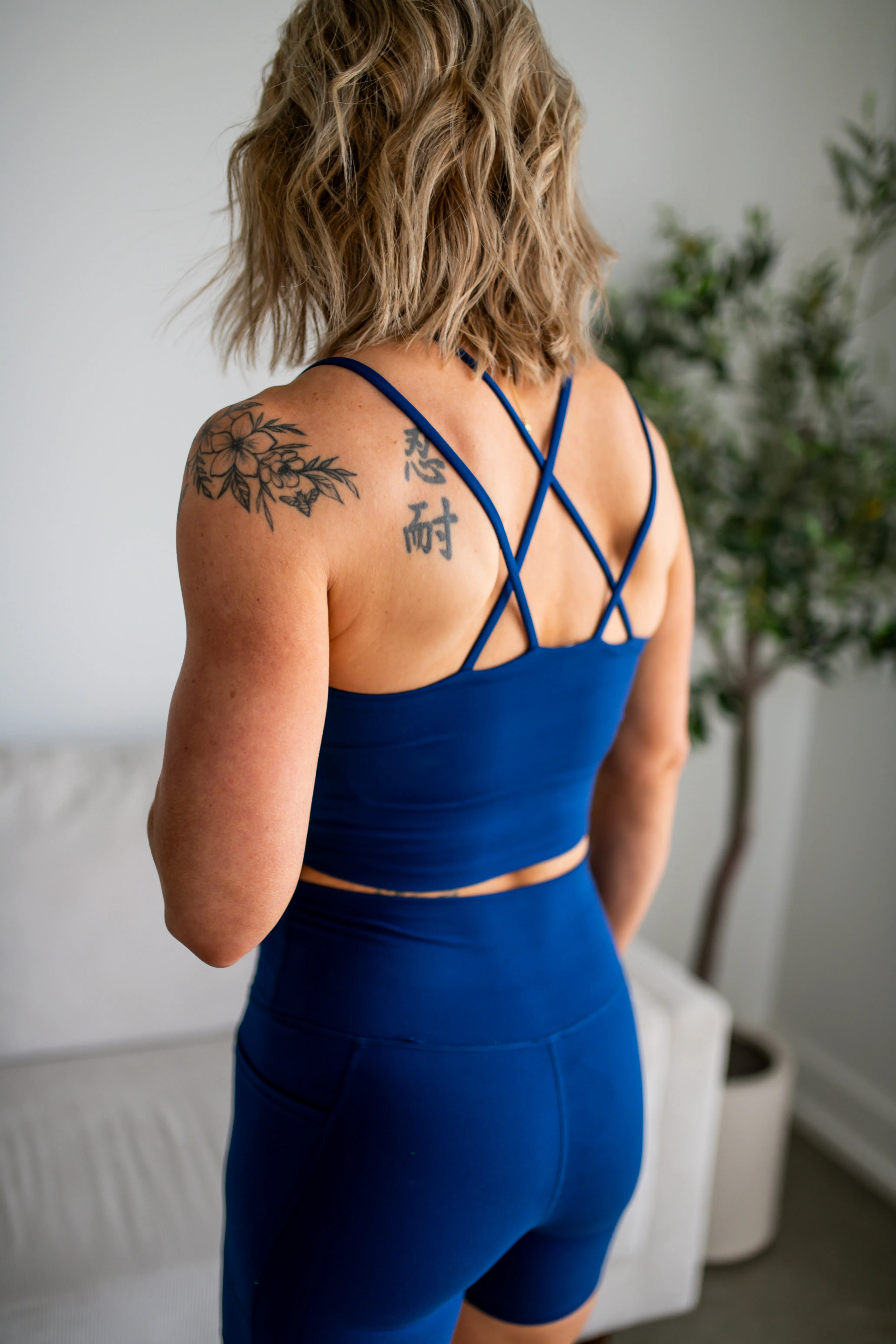 Blue Venice Cloud Criss-Cross Sports Bra