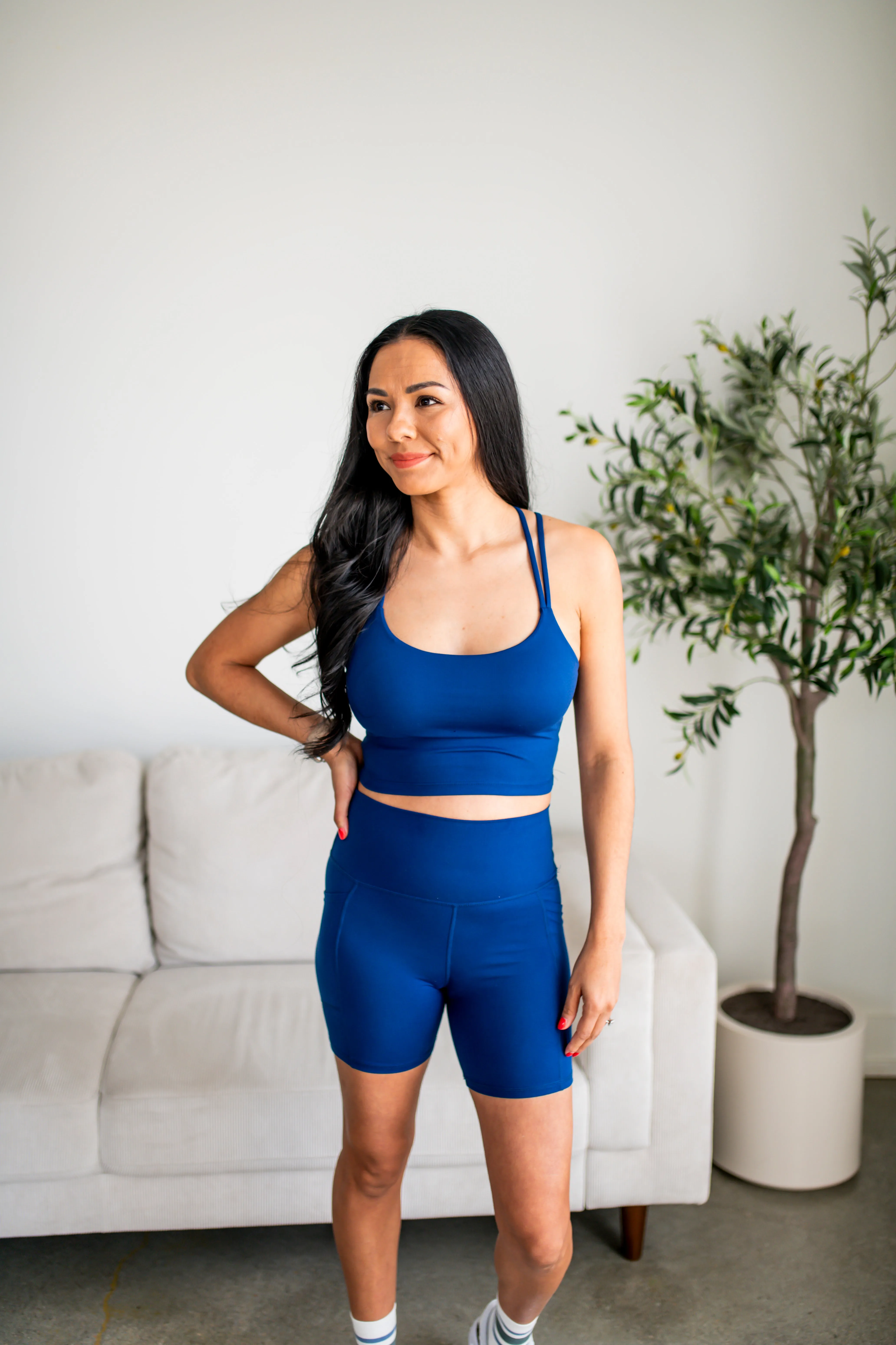 Blue Venice Cloud Criss-Cross Sports Bra