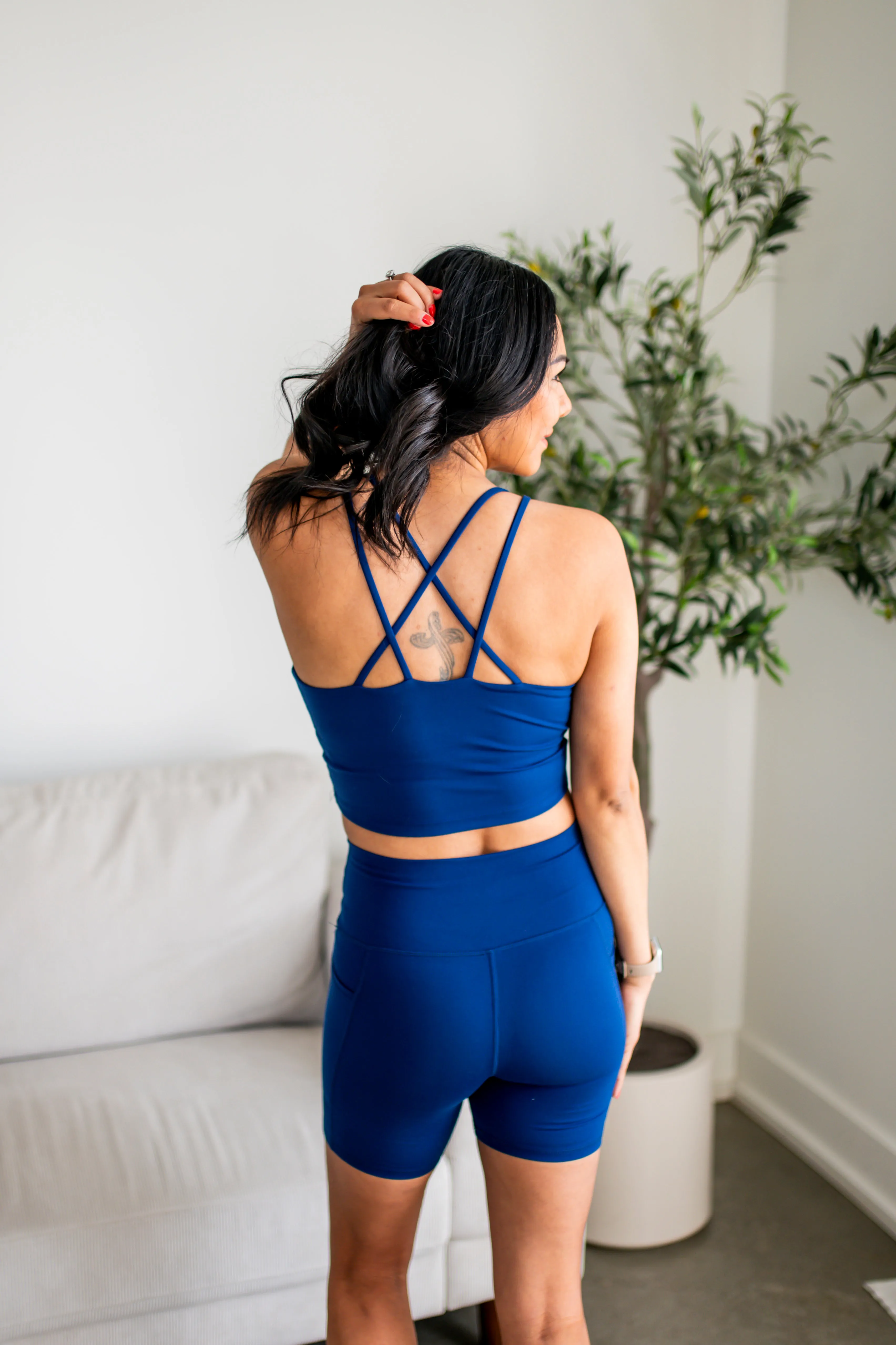Blue Venice Cloud Criss-Cross Sports Bra