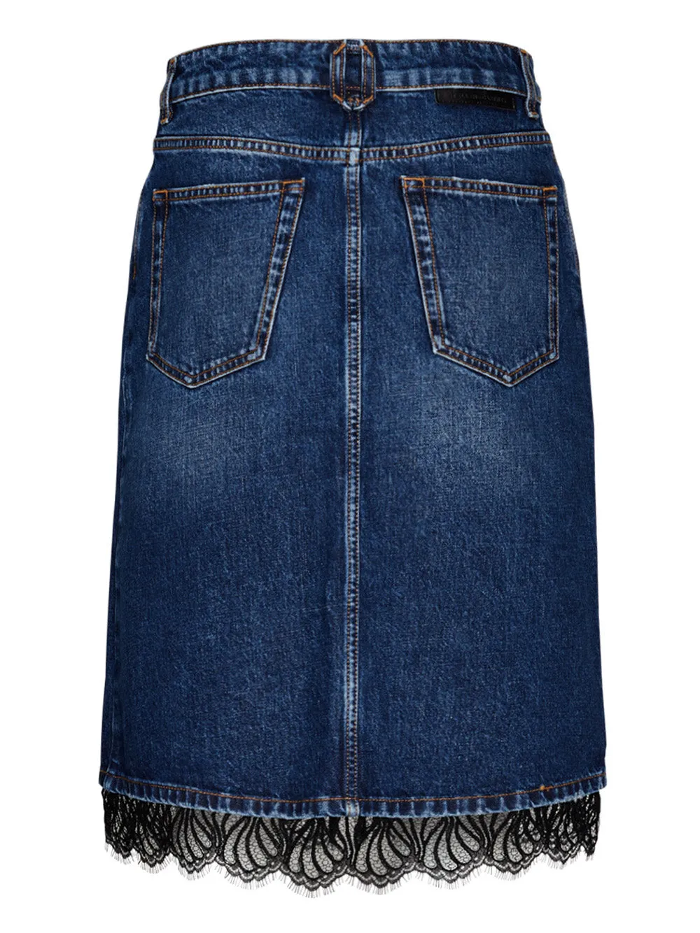 Blue Vintage Lace Detailed Denim Skirt