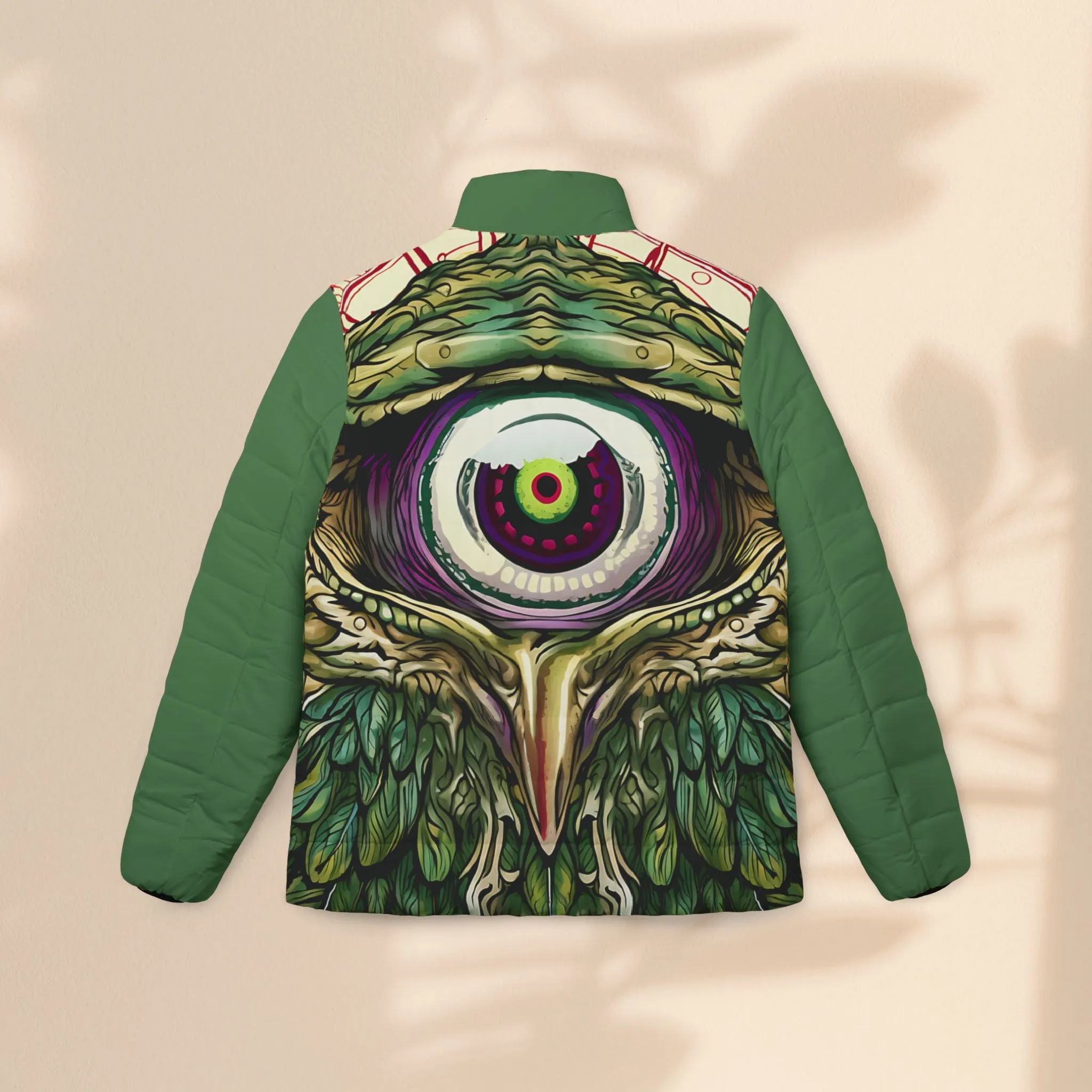 Bohemian Owl Women’s Puffer Jacket - Artful and Stylish Outerwear