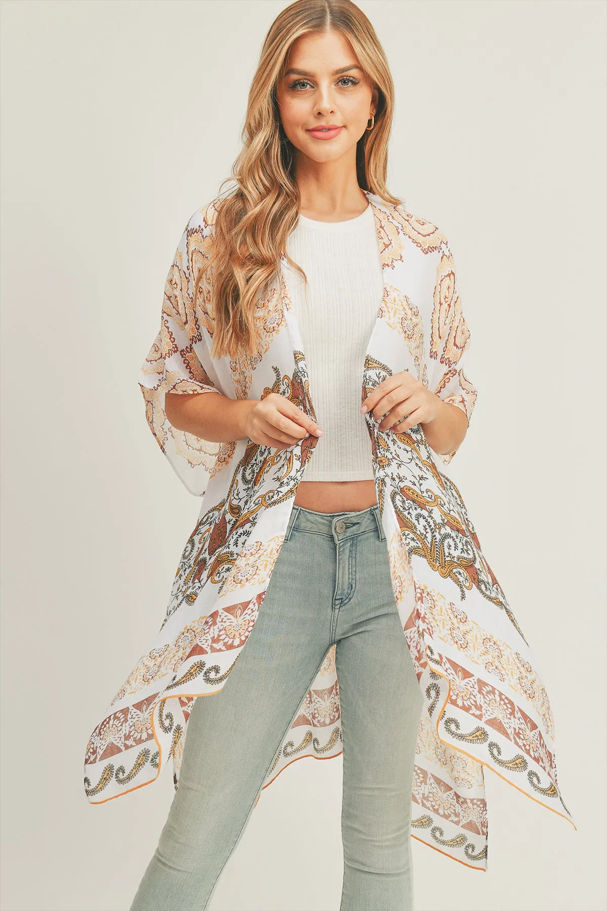 BOHO AND PAISLEY PRINT KIMONO