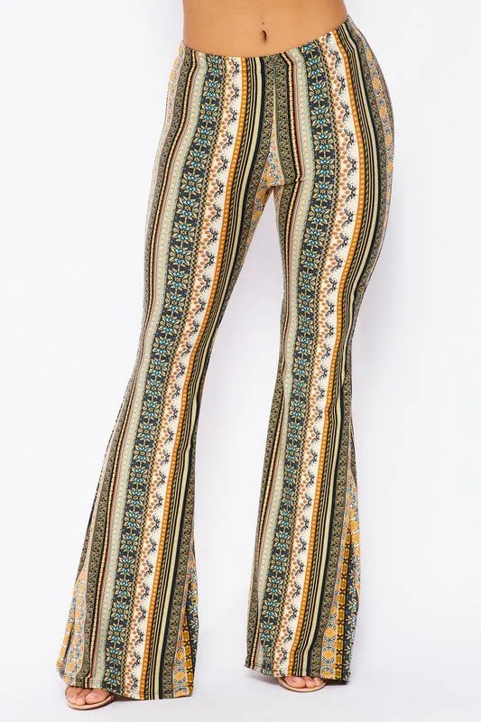 BOHO PRINT BELL BOTTOM PANTS