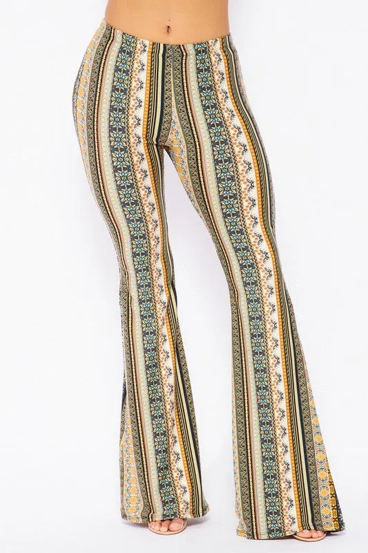 BOHO PRINT BELL BOTTOM PANTS