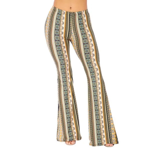 BOHO PRINT BELL BOTTOM PANTS